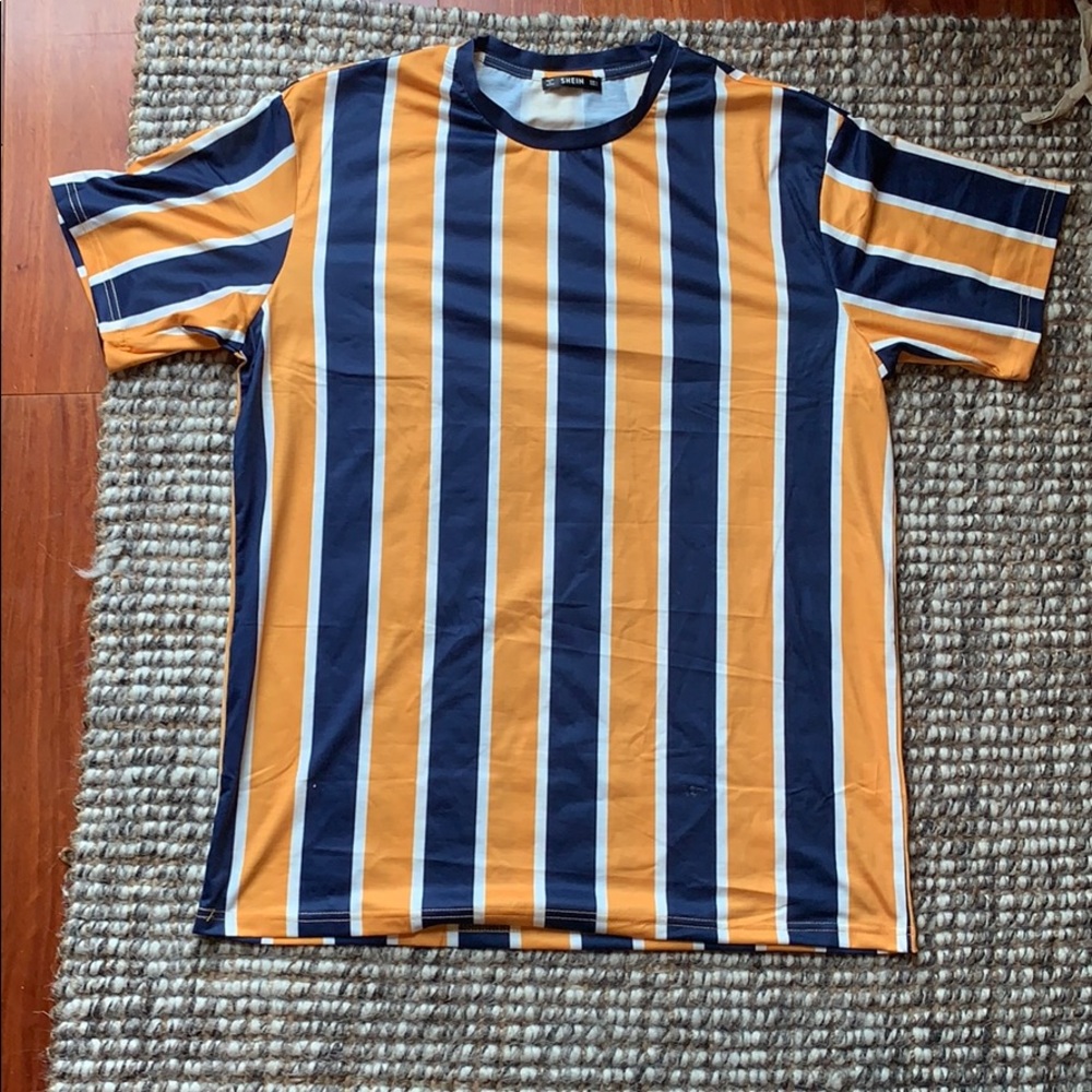 Shein orange and blue striped shirt